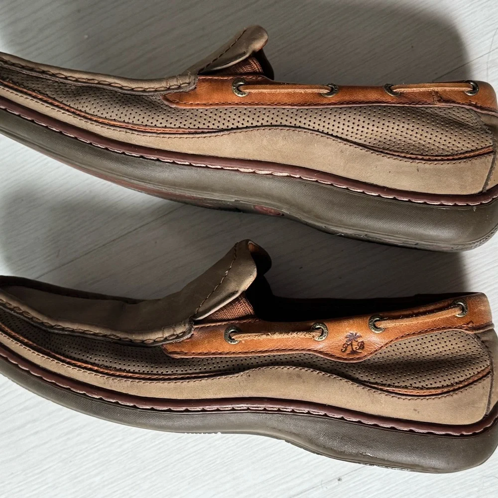 Tommy Bahama Slip On Loafers Shoes Suede Leather Tan Boat Deck Sz 12 - Picture 7 of 10